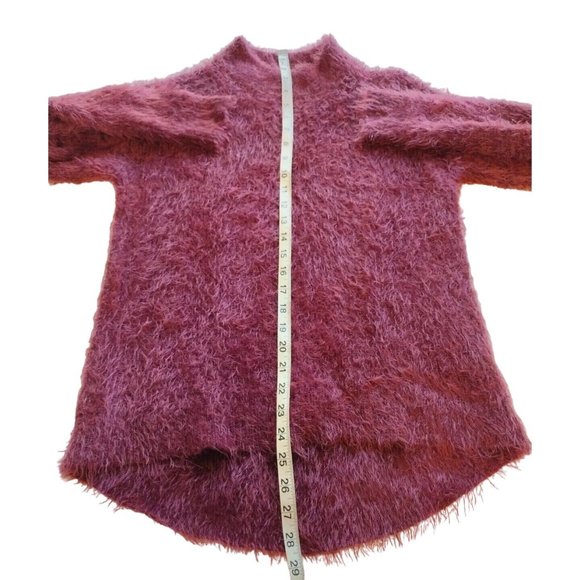 A New Day Sweater Womens XS Merlot Long Sleeve Eyelash Shaggy High Low Hem - Picture 6 of 9